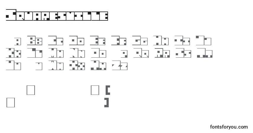 Czcionka Squaresville – alfabet, cyfry, specjalne znaki