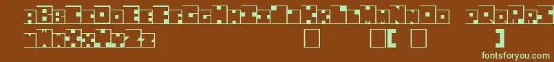 フォントSquaresville – 緑色の文字が茶色の背景にあります。