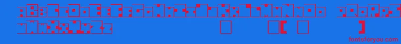 Squaresville Font – Red Fonts on Blue Background