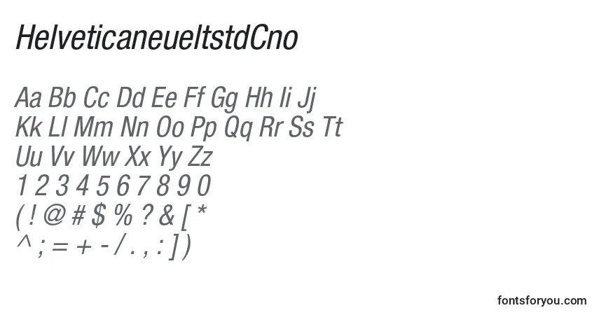 Czcionka HelveticaneueltstdCno – alfabet, cyfry, specjalne znaki