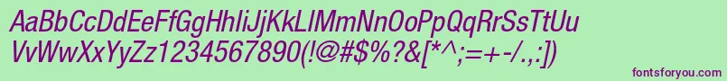 HelveticaneueltstdCno Font – Purple Fonts on Green Background