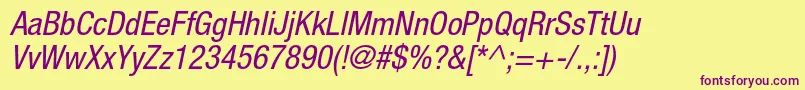 HelveticaneueltstdCno Font – Purple Fonts on Yellow Background