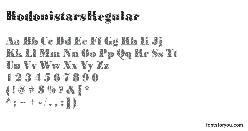 BodonistarsRegular-fontti – aakkoset, numerot, erikoismerkit