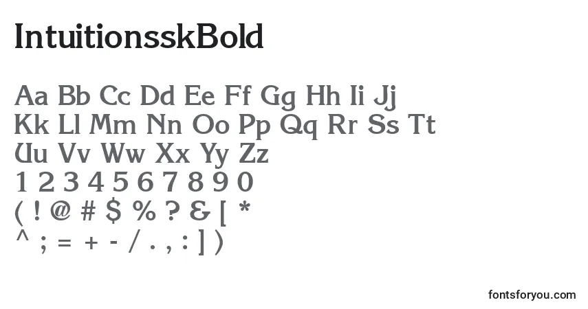 A fonte IntuitionsskBold – alfabeto, números, caracteres especiais