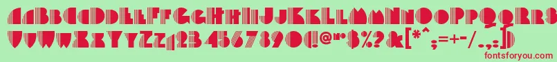 Backstagepassnf-fontti – punaiset fontit vihreällä taustalla