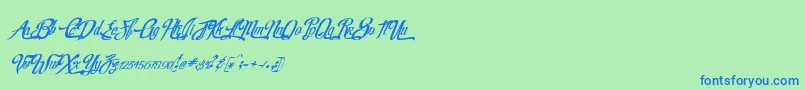 RealprizesVeryitalic-Schriftart – Blaue Schriften auf grünem Hintergrund