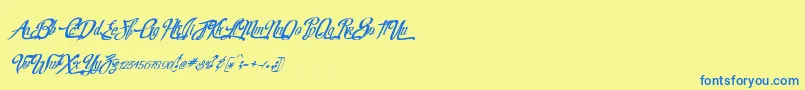 RealprizesVeryitalic Font – Blue Fonts on Yellow Background