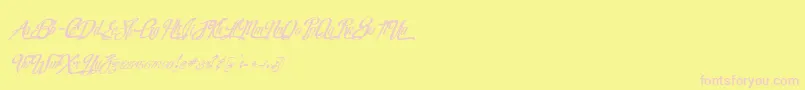 RealprizesVeryitalic-Schriftart – Rosa Schriften auf gelbem Hintergrund