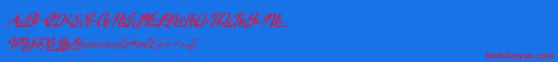 フォントRealprizesVeryitalic – 赤い文字の青い背景