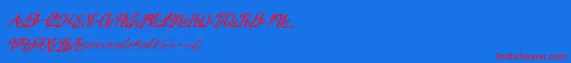 RealprizesVeryitalic-Schriftart – Rote Schriften auf blauem Hintergrund