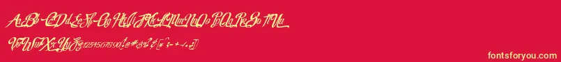 RealprizesVeryitalic-Schriftart – Gelbe Schriften auf rotem Hintergrund