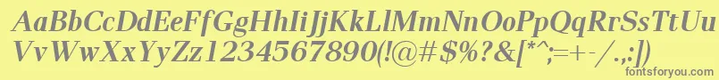 PaxBolditalic-Schriftart – Graue Schriften auf gelbem Hintergrund