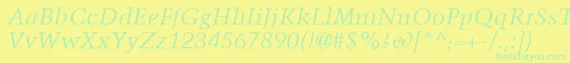 Weitere Informationen zur TrumpMediaevalLtItalic-Schriftart TrumpMediaevalLtItalic-Schriftart – Grüne Schriften auf gelbem Hintergrund