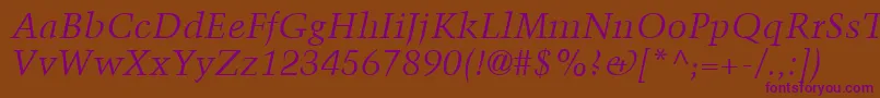TrumpMediaevalLtItalic Font – Purple Fonts on Brown Background