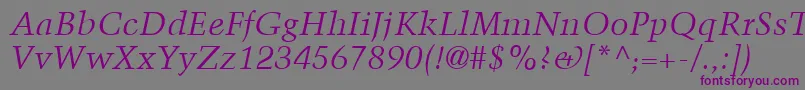 TrumpMediaevalLtItalic-Schriftart – Violette Schriften auf grauem Hintergrund