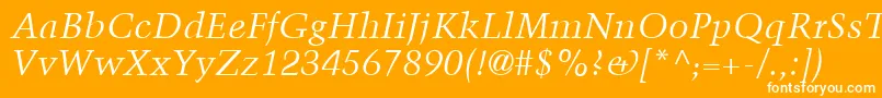フォントTrumpMediaevalLtItalic – オレンジの背景に白い文字
