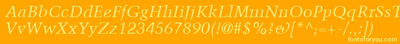 More about TrumpMediaevalLtItalic Font TrumpMediaevalLtItalic Font – Yellow Fonts on Orange Background