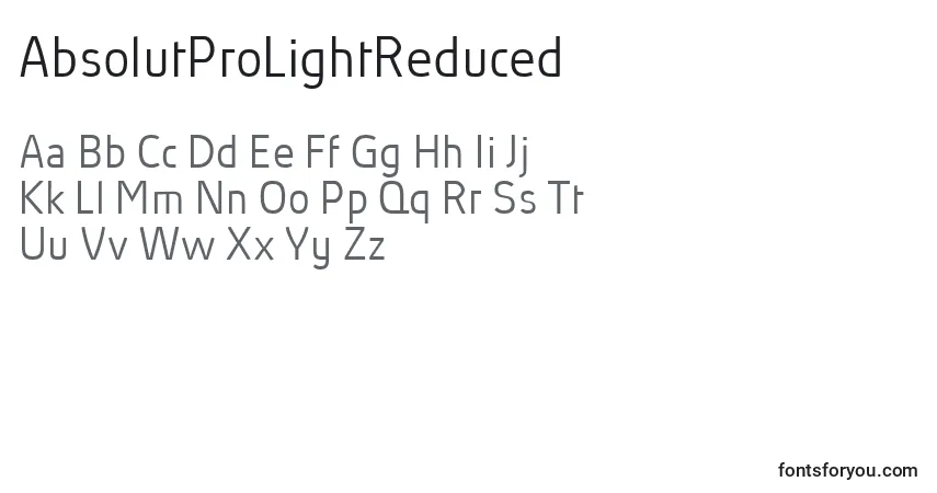 AbsolutProLightReduced Font – alphabet, numbers, special characters