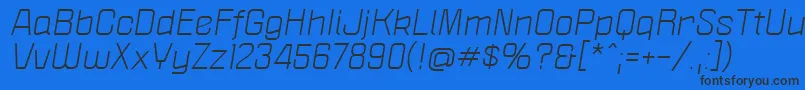フォントPoliticaXtItalic – 黒い文字の青い背景