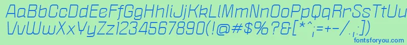 フォントPoliticaXtItalic – 青い文字は緑の背景です。