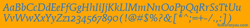 MendozaRomanOsItcTtBookita Font – Blue Fonts on Orange Background