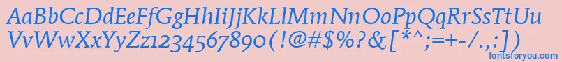 MendozaRomanOsItcTtBookita Font – Blue Fonts on Pink Background