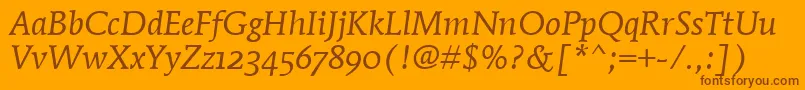 MendozaRomanOsItcTtBookita Font – Brown Fonts on Orange Background