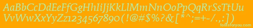MendozaRomanOsItcTtBookita Font – Green Fonts on Orange Background