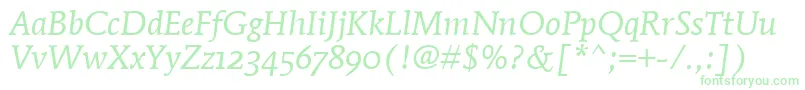 MendozaRomanOsItcTtBookitaフォントについての詳細 フォントMendozaRomanOsItcTtBookita – 白い背景に緑のフォント