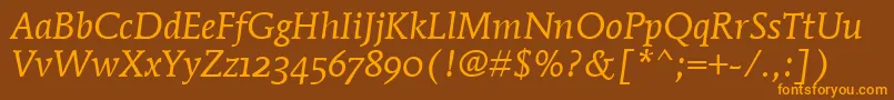 MendozaRomanOsItcTtBookita Font – Orange Fonts on Brown Background