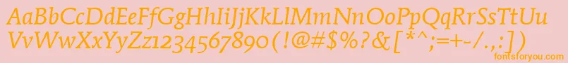 MendozaRomanOsItcTtBookita Font – Orange Fonts on Pink Background