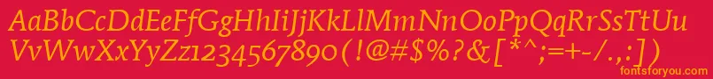 MendozaRomanOsItcTtBookita Font – Orange Fonts on Red Background