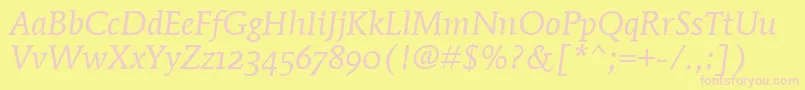 MendozaRomanOsItcTtBookita Font – Pink Fonts on Yellow Background