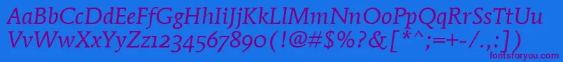 MendozaRomanOsItcTtBookita Font – Purple Fonts on Blue Background