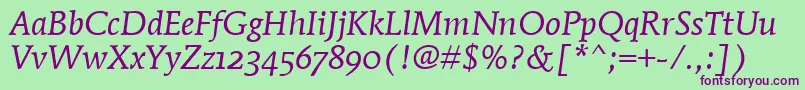 MendozaRomanOsItcTtBookita Font – Purple Fonts on Green Background