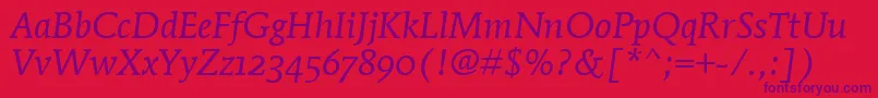 MendozaRomanOsItcTtBookita Font – Purple Fonts on Red Background