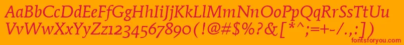 MendozaRomanOsItcTtBookita Font – Red Fonts on Orange Background