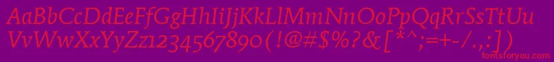 MendozaRomanOsItcTtBookita Font – Red Fonts on Purple Background