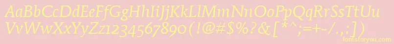 MendozaRomanOsItcTtBookita Font – Yellow Fonts on Pink Background