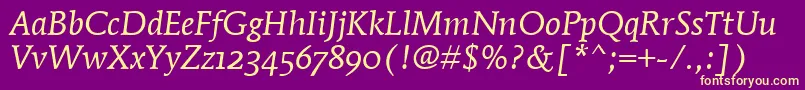 MendozaRomanOsItcTtBookita Font – Yellow Fonts on Purple Background