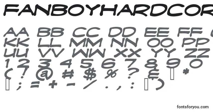 Schriftart FanboyHardcoreBold – Alphabet, Zahlen, spezielle Symbole
