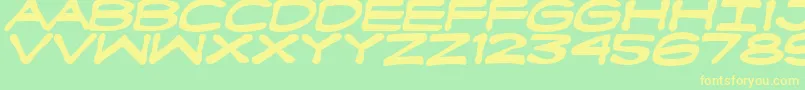 FanboyHardcoreBold-fontti – keltaiset fontit vihreällä taustalla