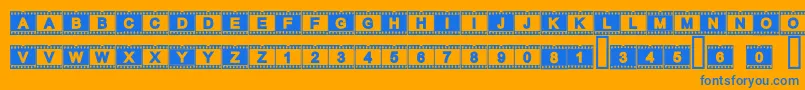 フォントAcfilmstrip – オレンジの背景に青い文字