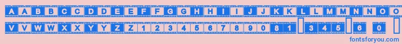 Fonte Acfilmstrip – fontes azuis em um fundo rosa