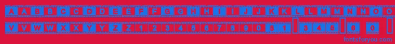 Czcionka Acfilmstrip – niebieskie czcionki na czerwonym tle