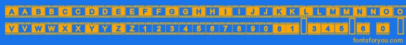 Fonte Acfilmstrip – fontes laranjas em um fundo azul