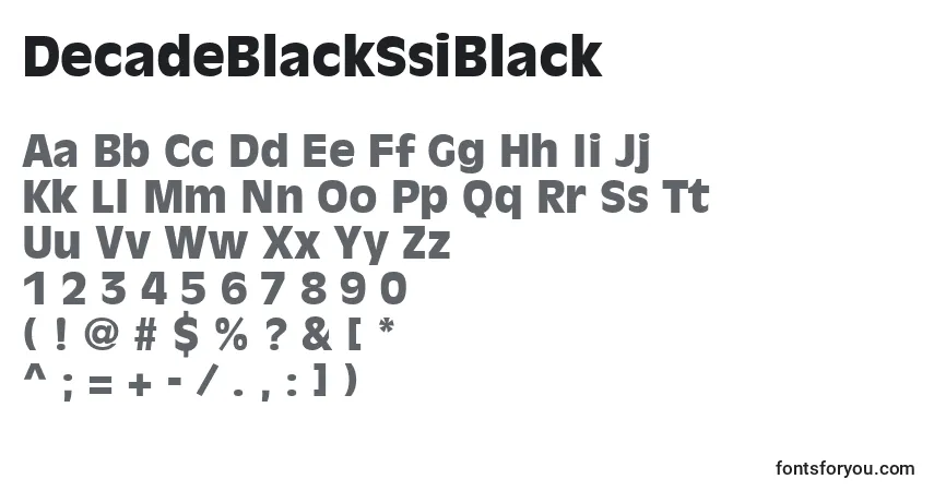 A fonte DecadeBlackSsiBlack – alfabeto, números, caracteres especiais