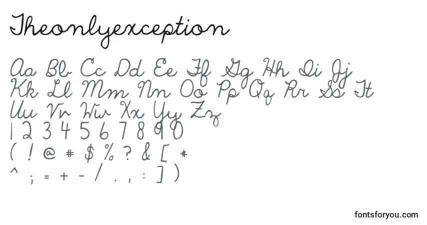 Czcionka Theonlyexception – alfabet, cyfry, specjalne znaki