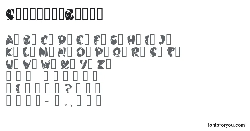 Czcionka StilettoBlack – alfabet, cyfry, specjalne znaki