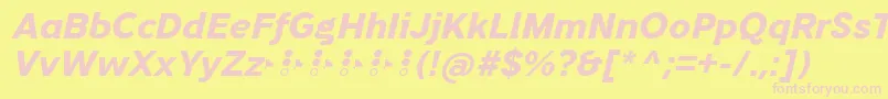 Fonte TripletaExtraboldItalic – fontes rosa em um fundo amarelo